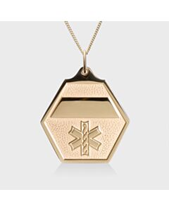 Attractive gold classic medical id necklace with gold hexagon shape