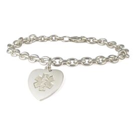 Sterling silver medical alert bracelet sale