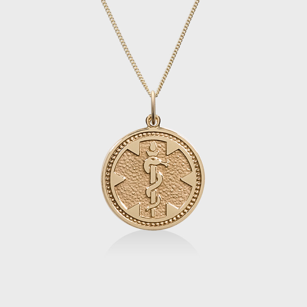 Buy 14K Gold Medallion Charm Necklace Universal Medical ID