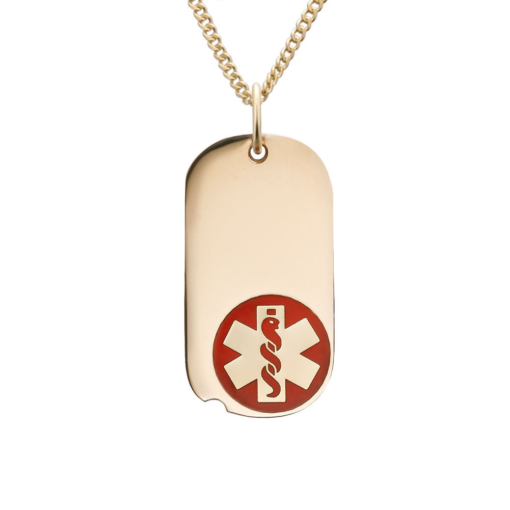 Purchase 10K Gold Filled Oval Tag Red Necklace Universal Medical ID