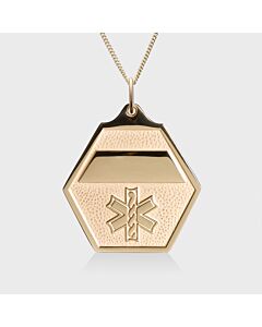 Attractive gold classic medical id necklace with gold hexagon shape