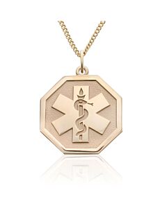 unisex gold and octagon shape pendant for medical id necklace