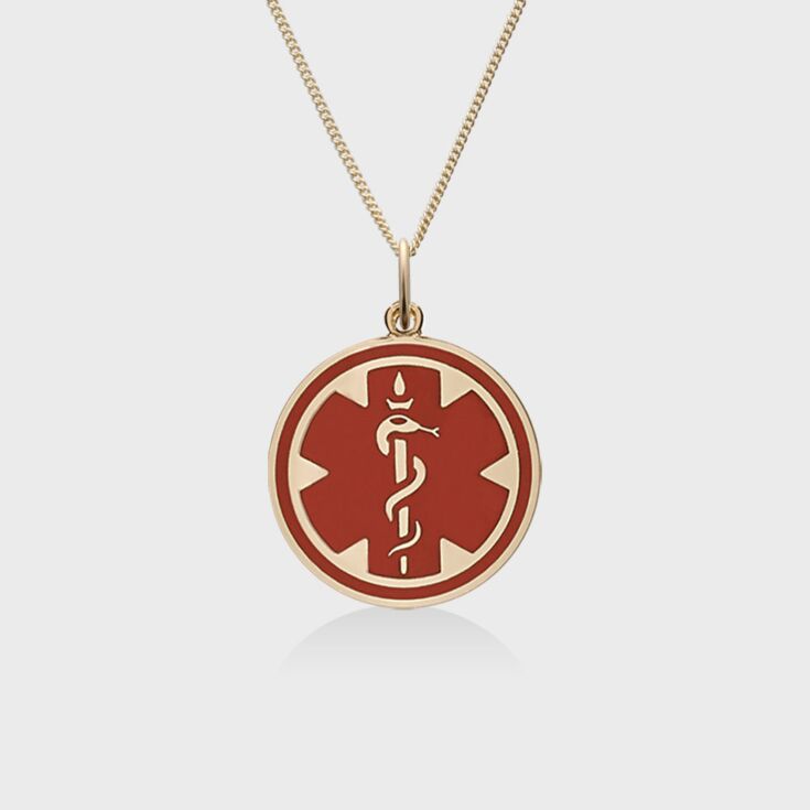 14ct Gold Medallion Red Charm Necklace