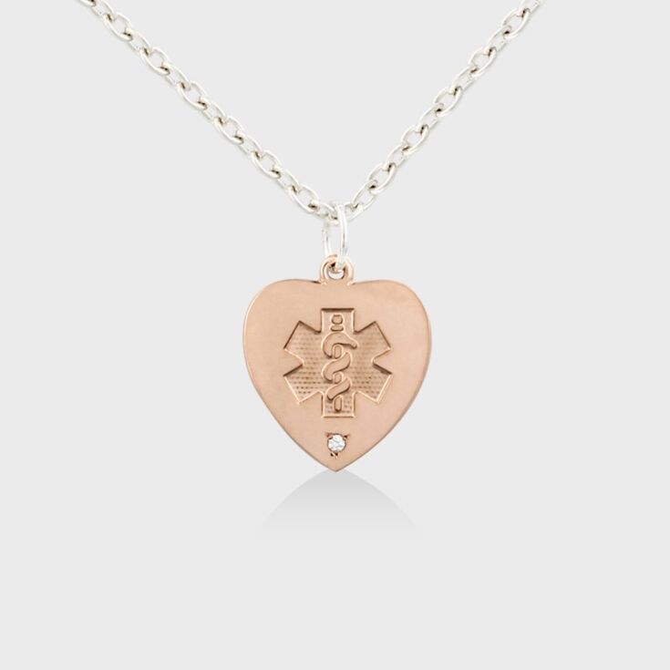 14ct Rose Gold Embossed Heart with Diamond