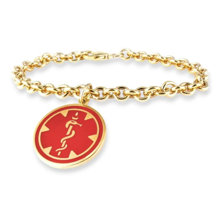 10ct Rolled Gold Medallion Red Charm Bracelet