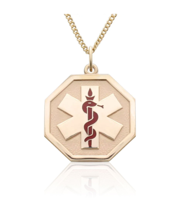 elegant unisex gold medical id necklace
