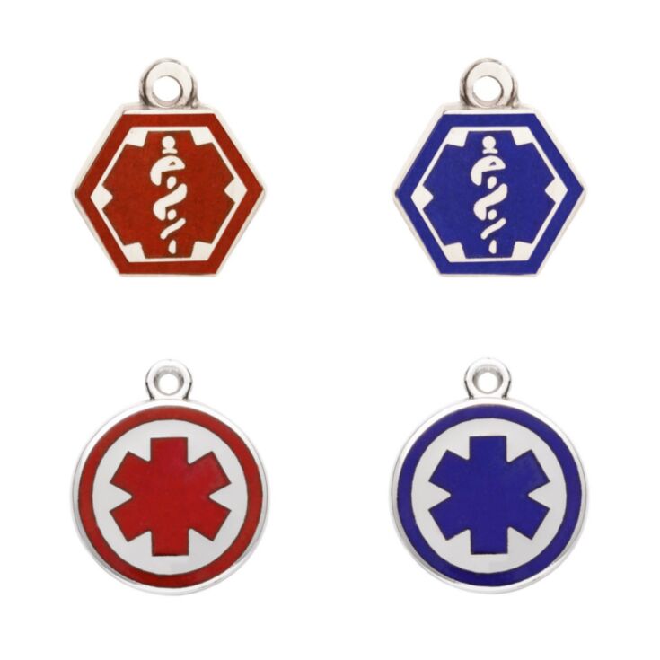 Stainless Steel and Silver Alert Charms