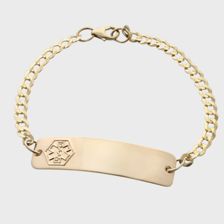 engraved gold classic medical id bracelet