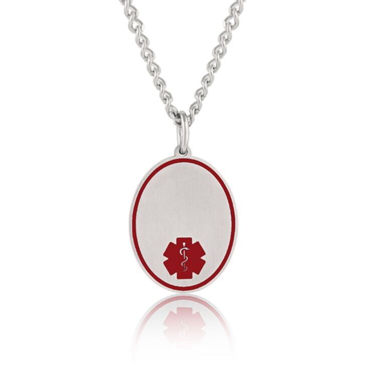 Stainless Steel Oval Red Necklace