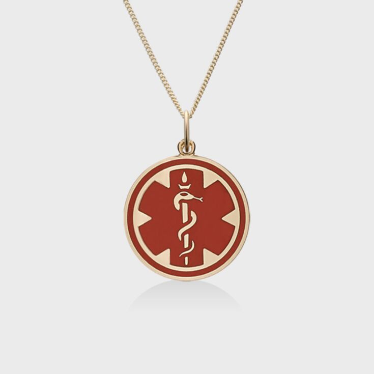 14ct Gold Medallion Red Charm Necklace