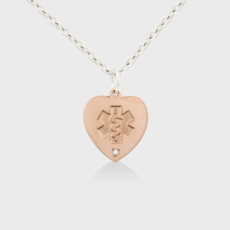 14ct Rose Gold Embossed Heart with Diamond
