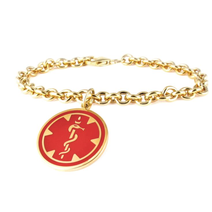 10ct Rolled Gold Medallion Red Charm Bracelet