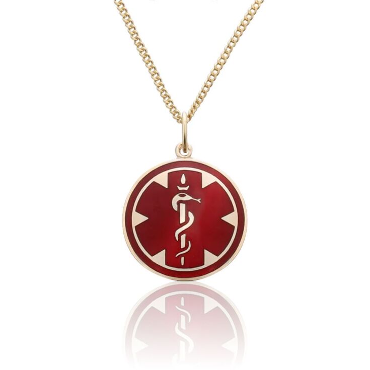 10ct Rolled Gold Medallion Red Charm Necklace