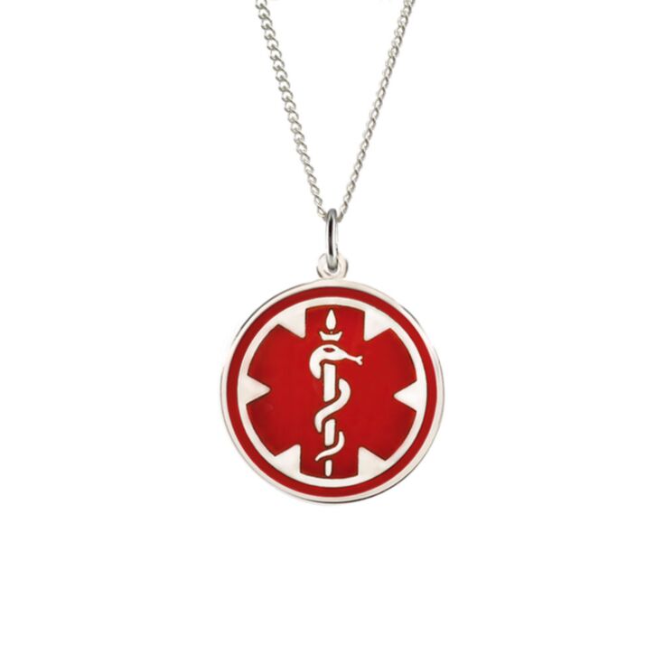 Sterling Silver Medallion Red Necklace