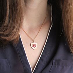 10ct Rolled Gold Heart Red Charm Necklace