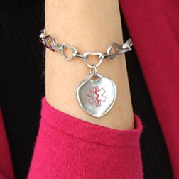 Stainless Steel Heart Link Charm Bracelet