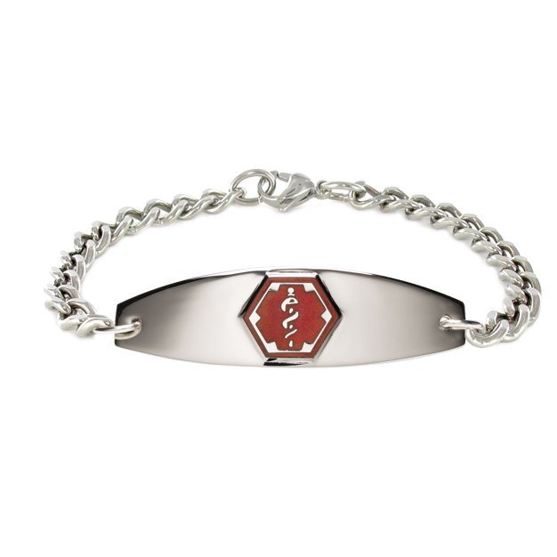 stainless steel medical id bracelet red