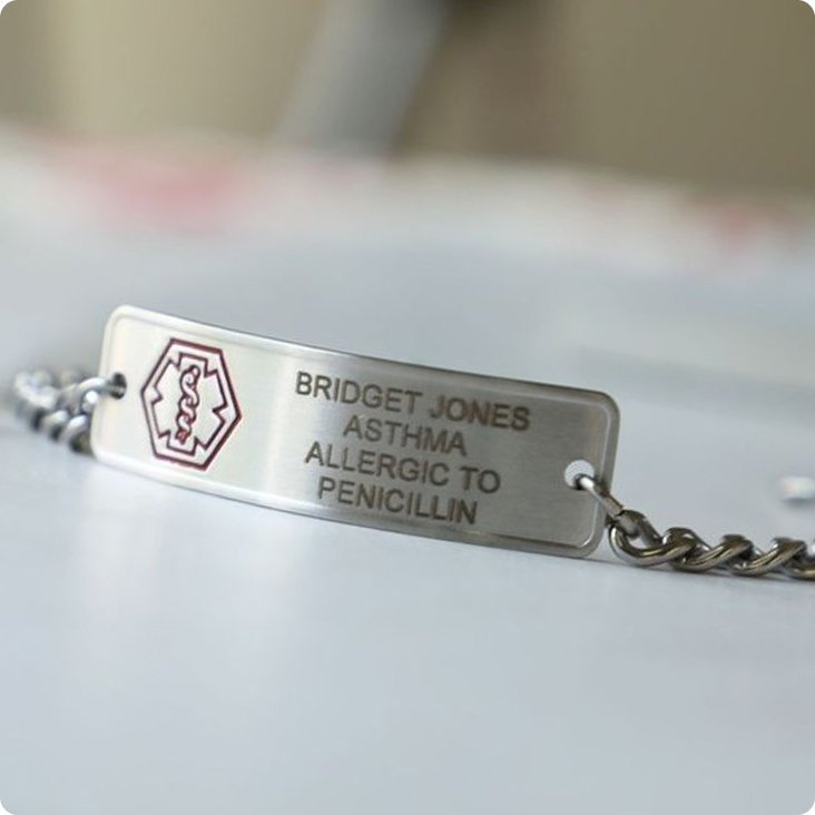 Engraved medical ID bracelet