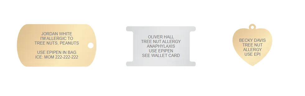 Nut Allergy Engraving Examples