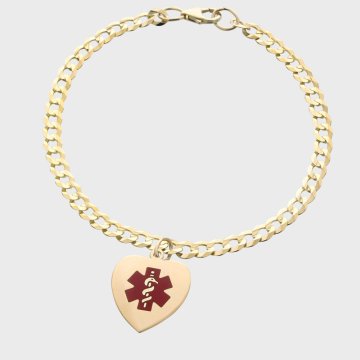 14ct Gold Heart Red Charm Bracelet