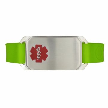 Stainless Steel Large Flex Bracelet on Green Silicone