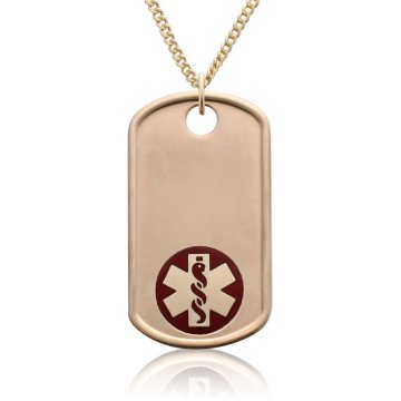 gold military style dog tag medical id pendant