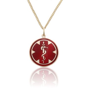 10ct Rolled Gold Medallion Red Charm Necklace