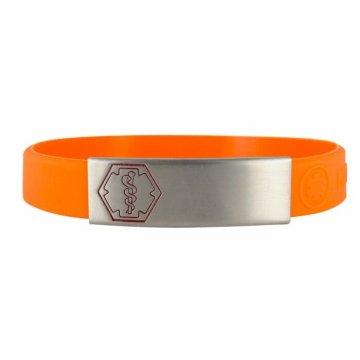 Stainless Steel Sleek Red Outline on Orange Silicone