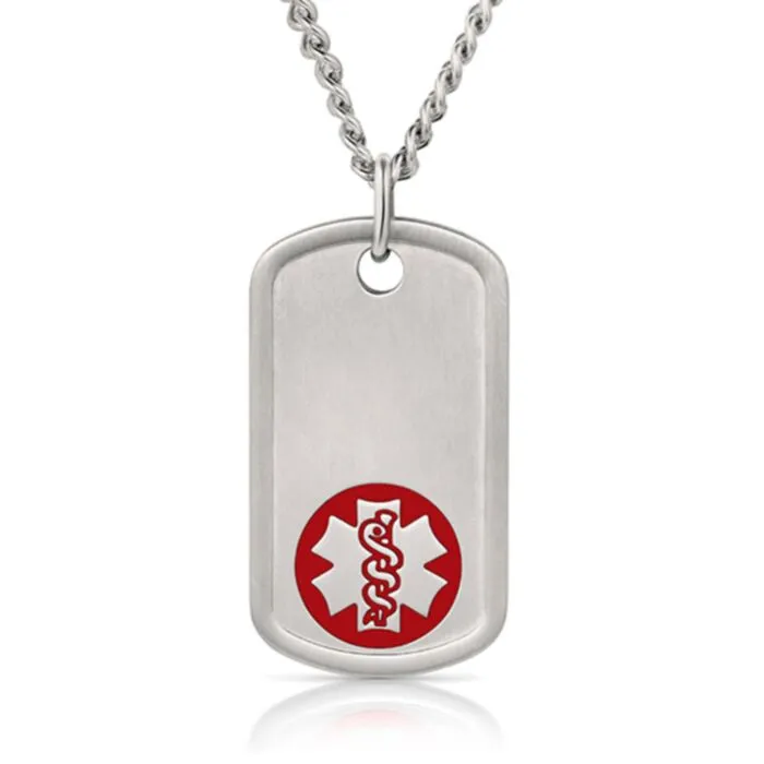 Order Stainless Steel Dog Tag Red Universal Medical ID