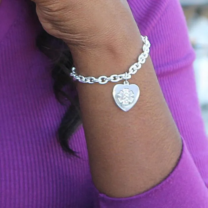 Sterling silver top heart charm bracelet