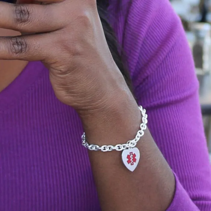Heart medical outlet alert bracelet
