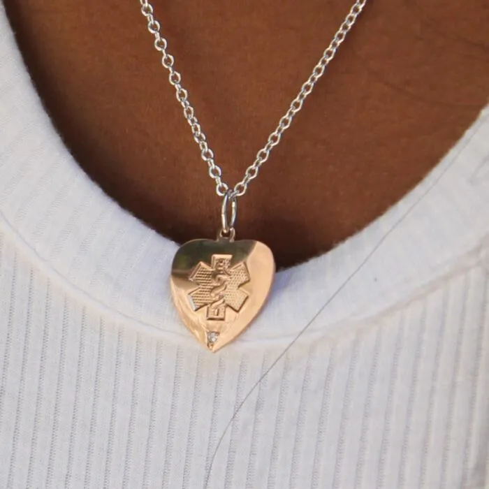 Order 14ct Rose Gold Embossed Heart with Diamond Universal