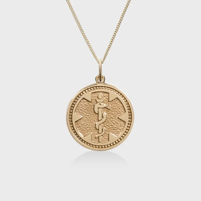 Solid gold medallion necklace hot sale