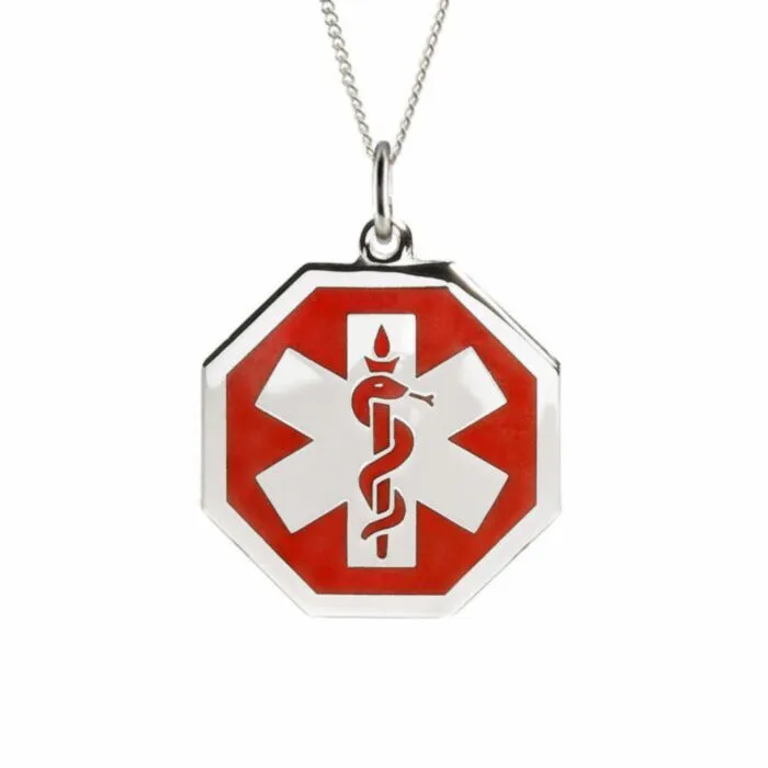 Sterling silver medical alert necklace store