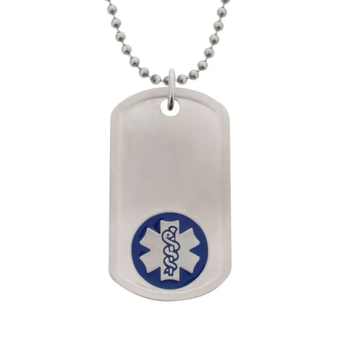 Purchase Stainless Steel Dog Tag Blue Universal Medical ID