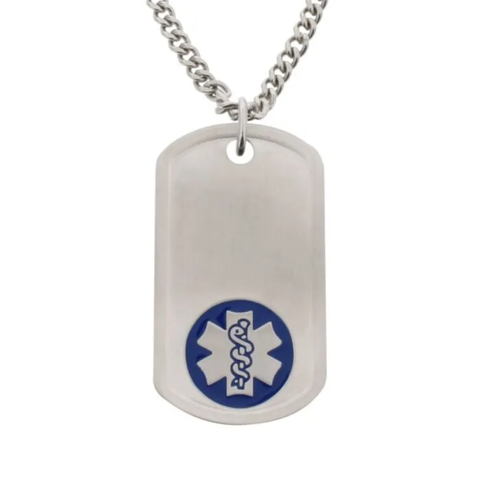Purchase Stainless Steel Dog Tag Blue Universal Medical ID