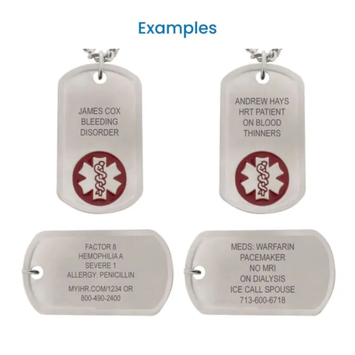 Medical id top dog tag