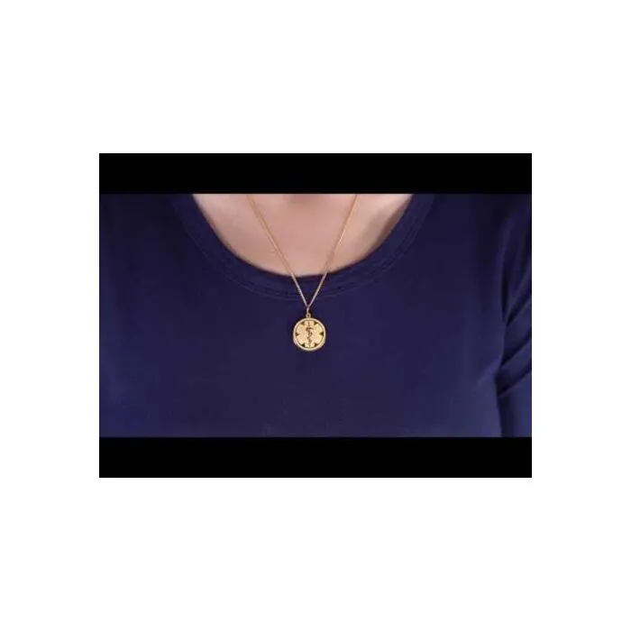Buy 10K Gold Filled Medallion Charm Necklace Universal Medical ID