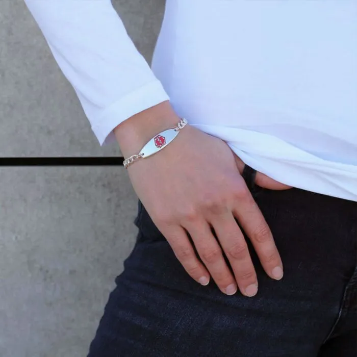 Women's sterling silver medical alert bracelet online