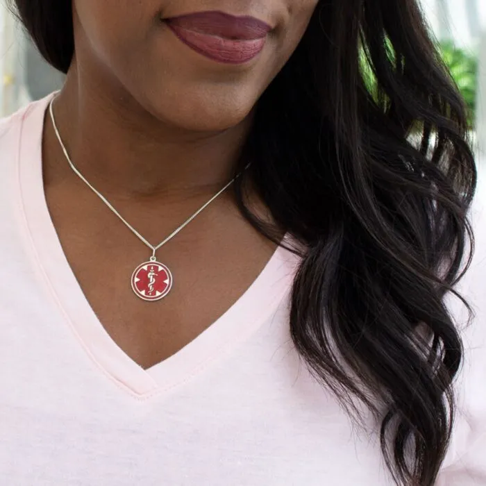 Sterling Silver Medallion Red Necklace