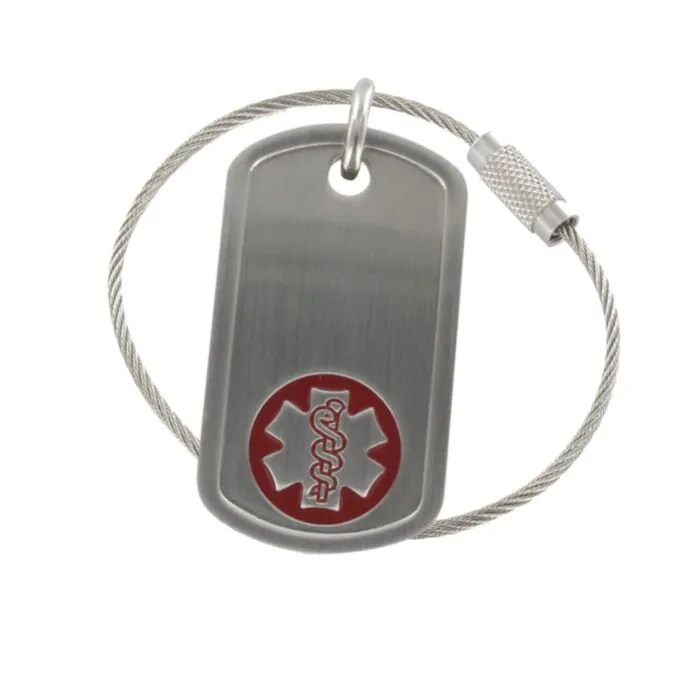 Purchase Stainless Steel Dog Tag Red Key Chain Universal Medical ID