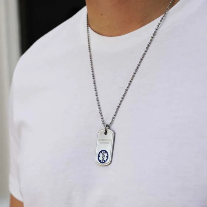 Purchase Stainless Steel Dog Tag Blue Universal Medical ID